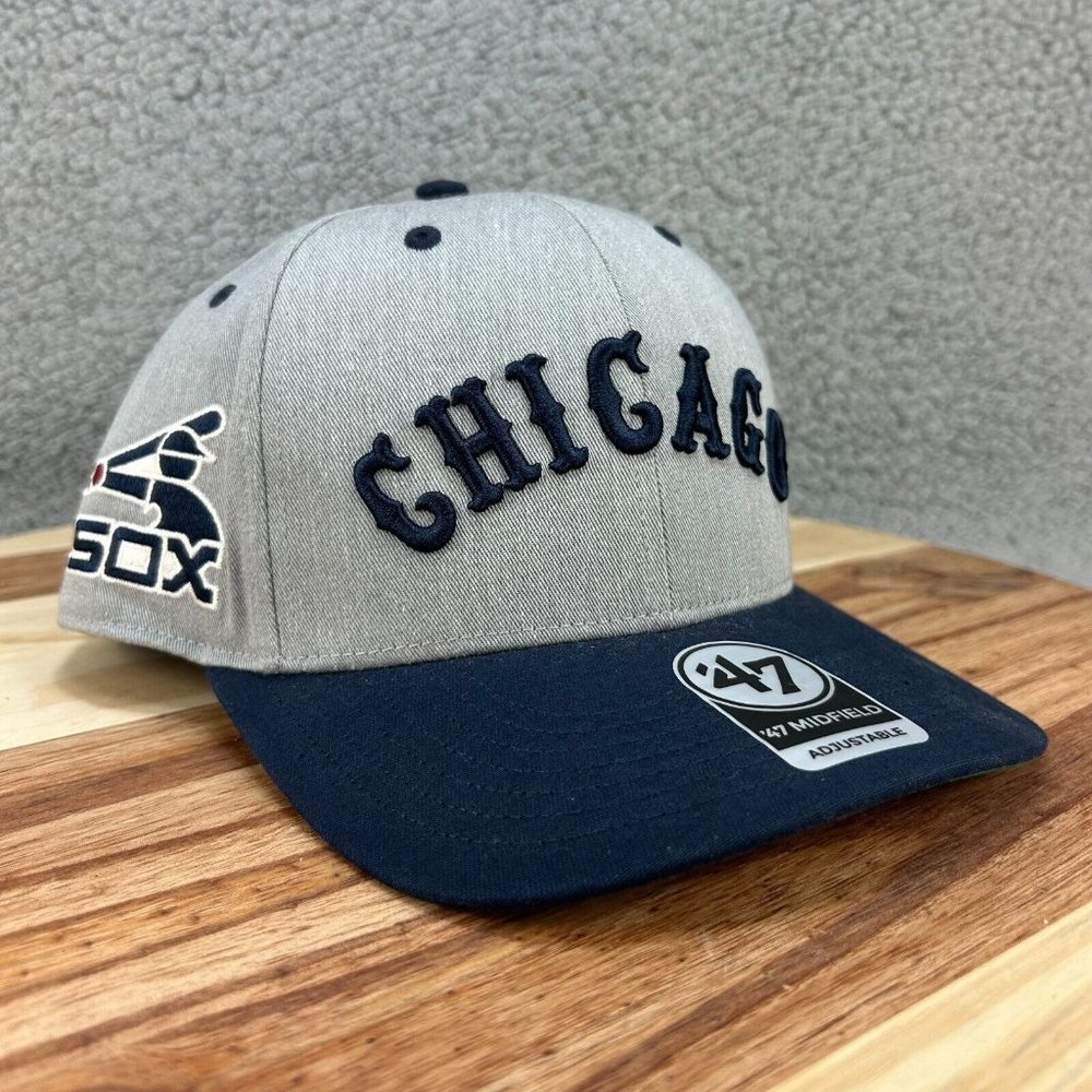 '47 Brand Chicago White Sox Midfield MLB Gray Blue Cooperstown Snapback Hat Cap